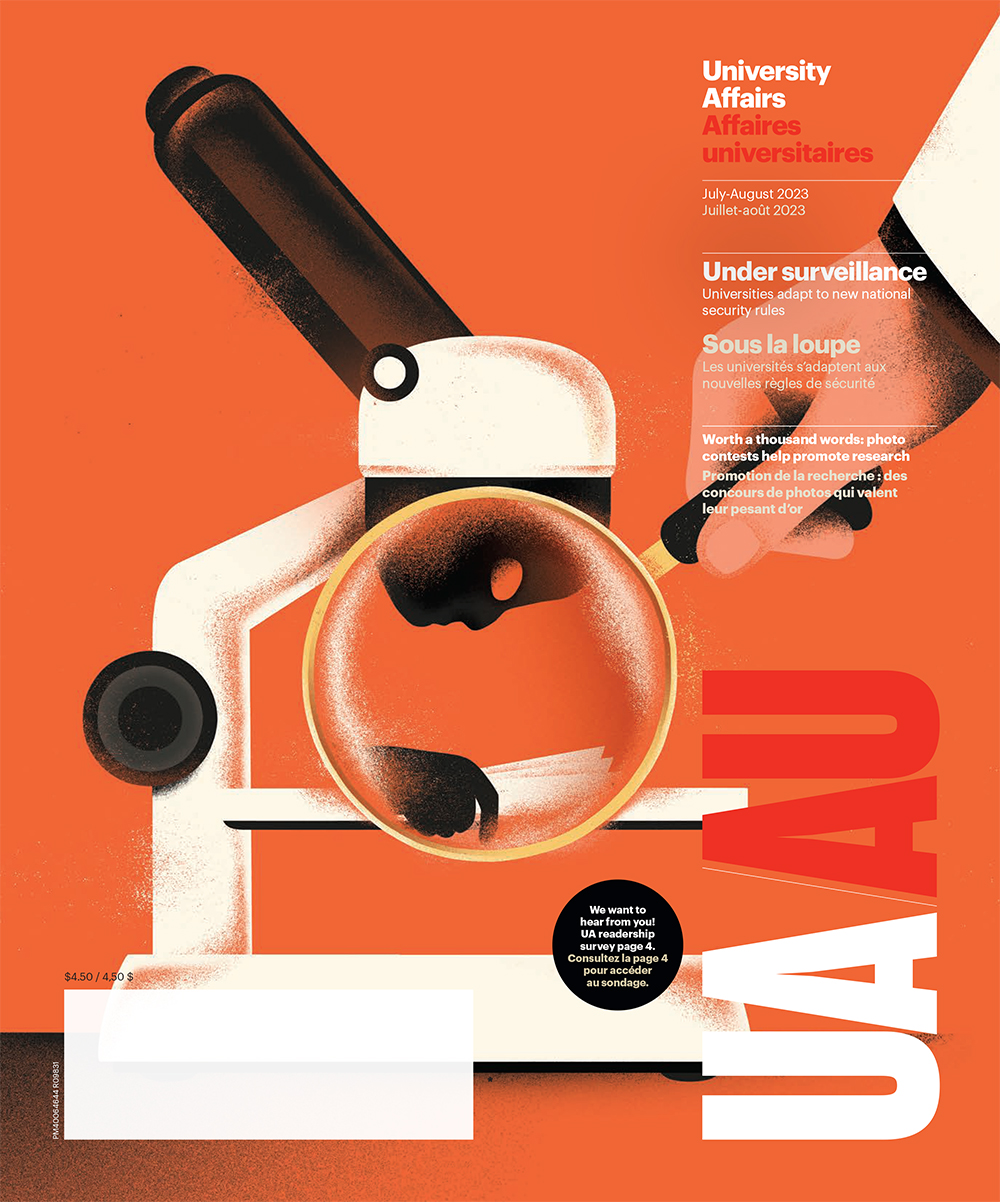 Illustration of a magnifying glass and a microscope.